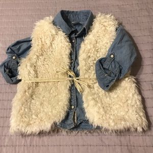 Vest and denim button down combo